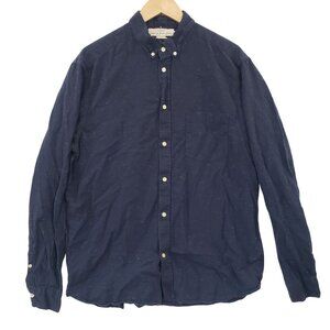 LOGG by H&M Button Up Shirt Cotton Speckled Navy Blue Size XL Business Casual